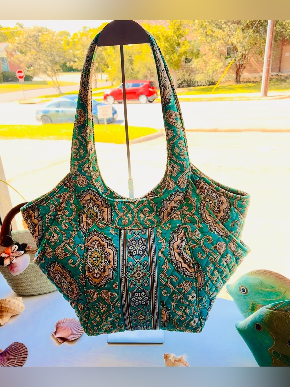 Retired- Vera Bradley Teal Paisley Quilted Tote-“Totally Turquoise”